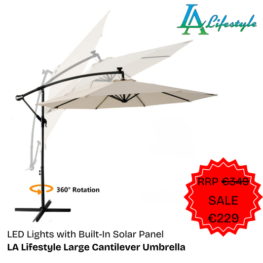 Paraguas voladizo grande con luces LED solares