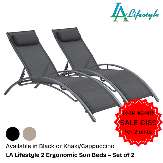 Tumbona de jardín LA Lifestyle con almohada extraíble (juego de 2)