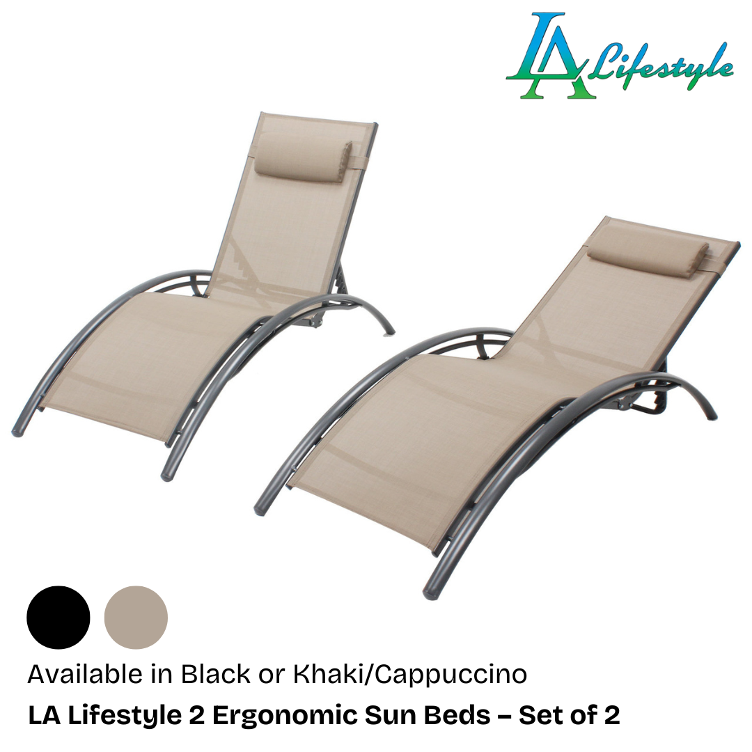 Tumbona de jardín LA Lifestyle con almohada extraíble (juego de 2)