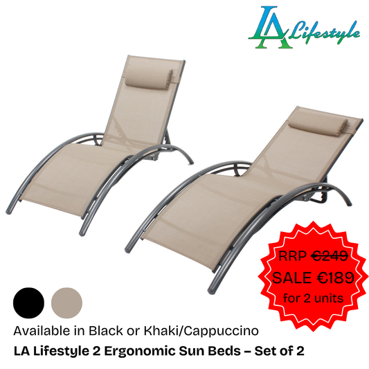 Tumbona de jardín LA Lifestyle con almohada extraíble (juego de 2)