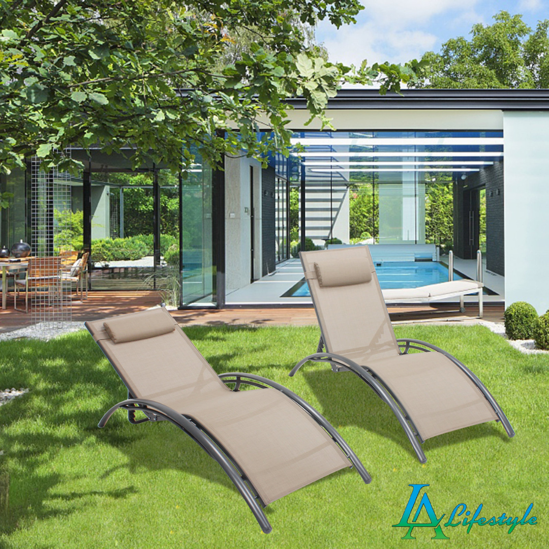 Tumbona de jardín LA Lifestyle con almohada extraíble (juego de 2)