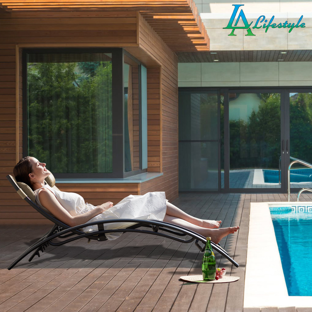 Tumbona de jardín LA Lifestyle con almohada extraíble (juego de 2)