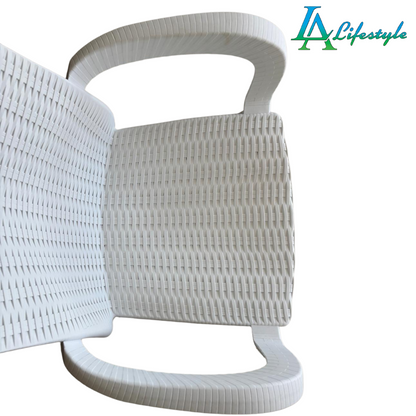 LA Lifestyle Brilliant White Faux Rattan Garden Chairs