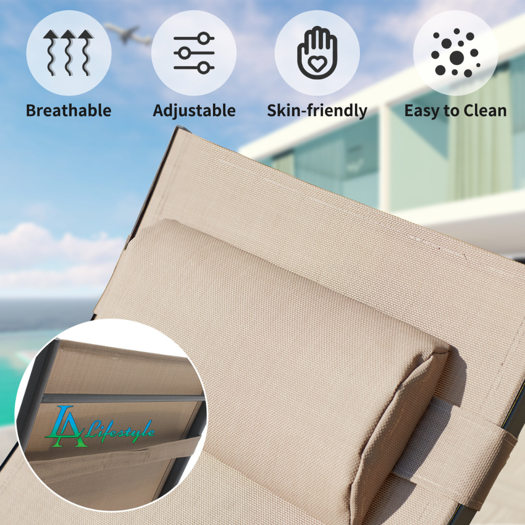 Tumbona de jardín LA Lifestyle con almohada extraíble (juego de 2)